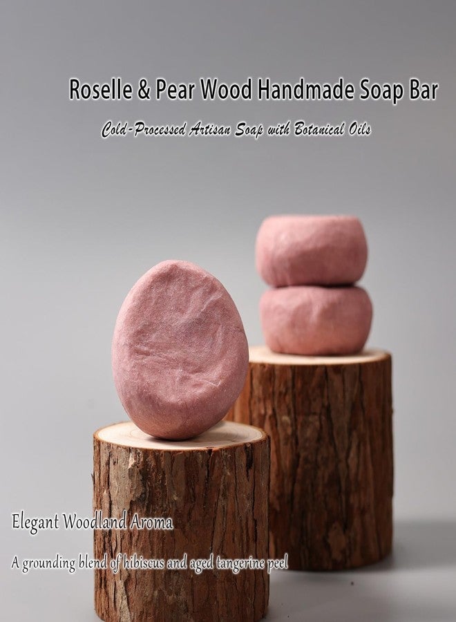Grospe Roselle & Pear Wood Handmade Soap Bar - Cold-Processed Artisan Soap with Botanical Oils, Gentle Cleansing for Face & Body, 2.8oz (1 Bar) - Image 2